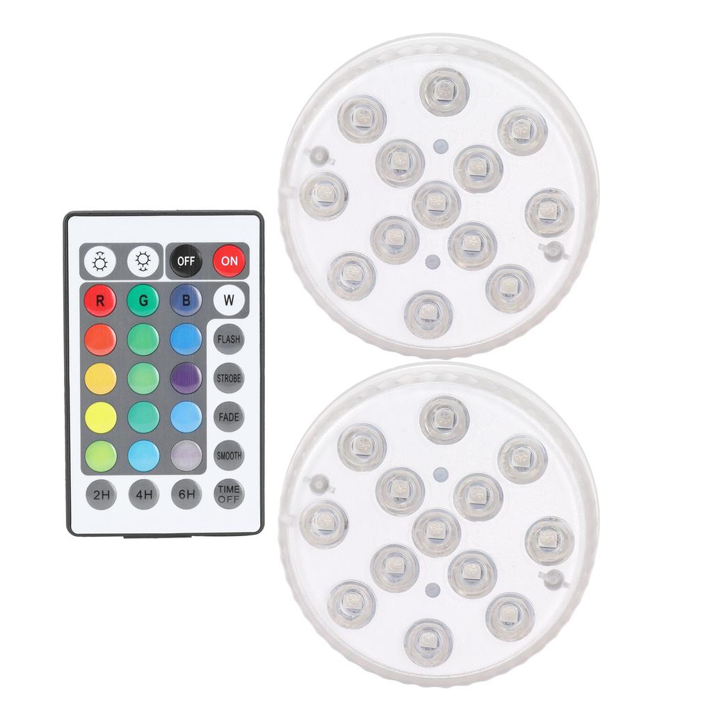 2Pcs Swimming Pool Lamp IP68 16 Colors RGB Magnet Underwater Light for Fish Tank Fountain Pond