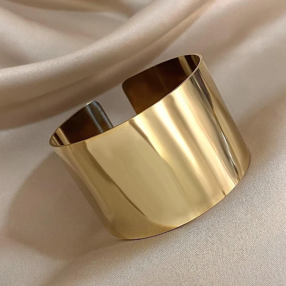 Bracciali a manica larga placcati oro Bracciale largo lucido Braccialetti grandi vintage Gioielli semplici