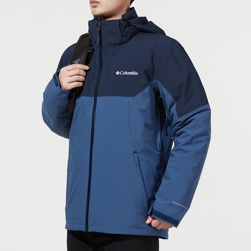 Columbia Cascade Peak 5 Outdoor Detachable Lined Hooded Color Block 3-In-1 Waterproof Durable Warm Jacket Men jackets Blue WE6347-452