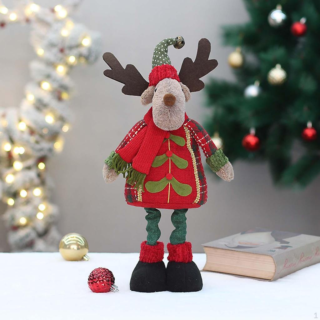 Figura de Natal Pernas Longas Boneca de Pelúcia Papai Noel em Pé Decoração para Quarto de Natal