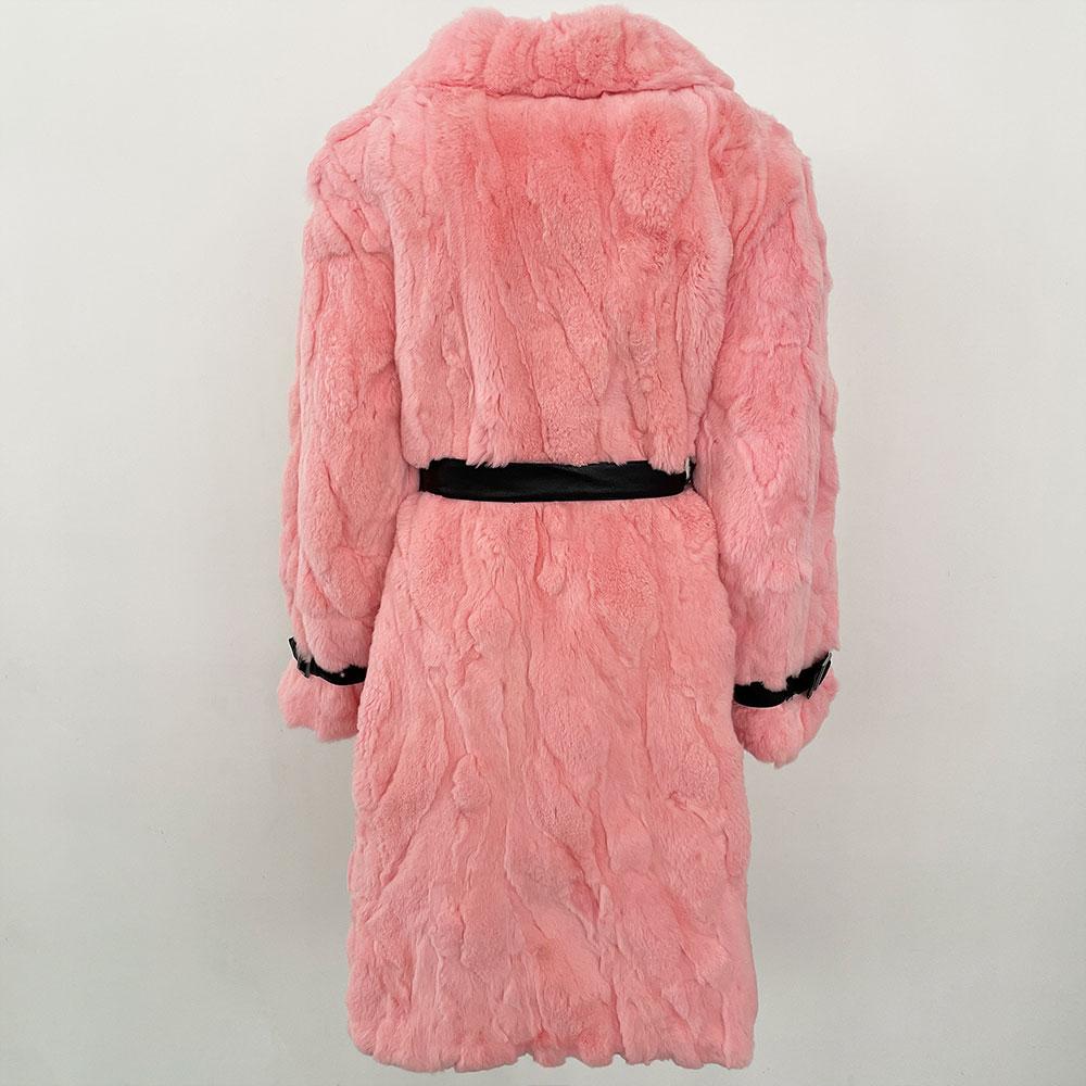 OFTBUY 2024 Winter Warm Plush Fur Top Women Jacket Long Real Fur Natural Rabbit Fur Coat Fashion New Style Can Be Customized