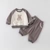 Spring 2026 Baby Boys' Cartoon Hoodie and Pants Two-Piece Set