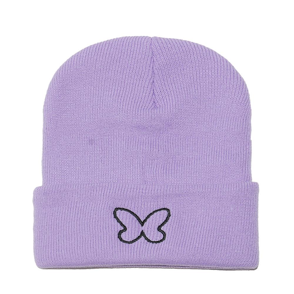 ins Japanese and Korean version wool hat women's autumn and winter new pullover hat student cute warm knitted hat butterfly cold hat