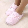 Home Cotton Slippers Winter Non-slip Cover Toe Warm Cotton Drag Women's Plush Bow Home Fabric Slippers