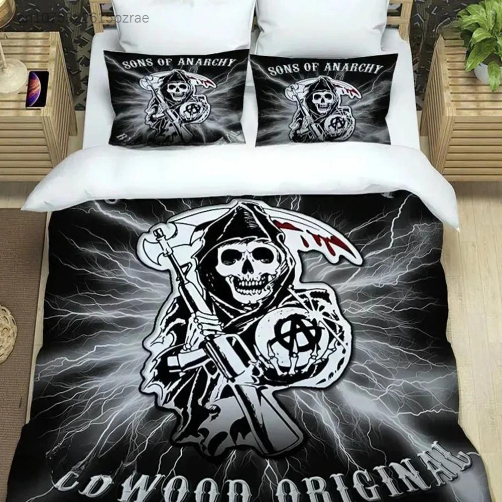 Sons Of Anarchy Retro Bedding Set For Bedroom Soft Modern Bedspreads Comefortable Kids Duvet Cover Quilt Cover And Pillowcase