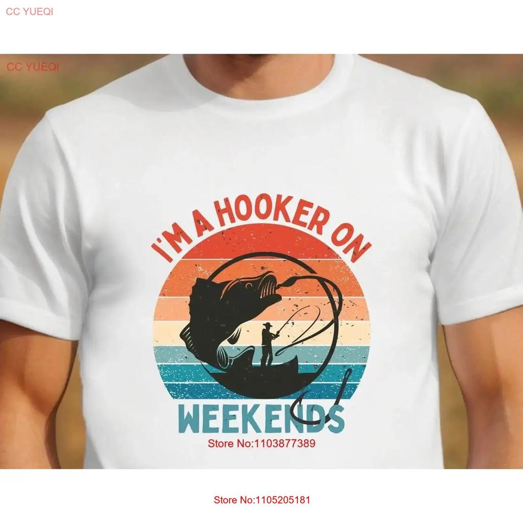 Mens Fishing T shirt Funny Fisherman s Present For Im a Hooker On Weekends vintage Washed Comfortable streetwear Stylish