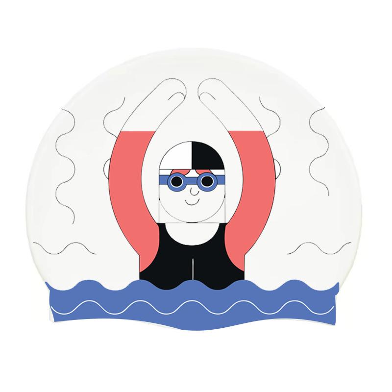 Custom Printed Silicone Swimming Cap Durable Swim Hat for Adults Kids