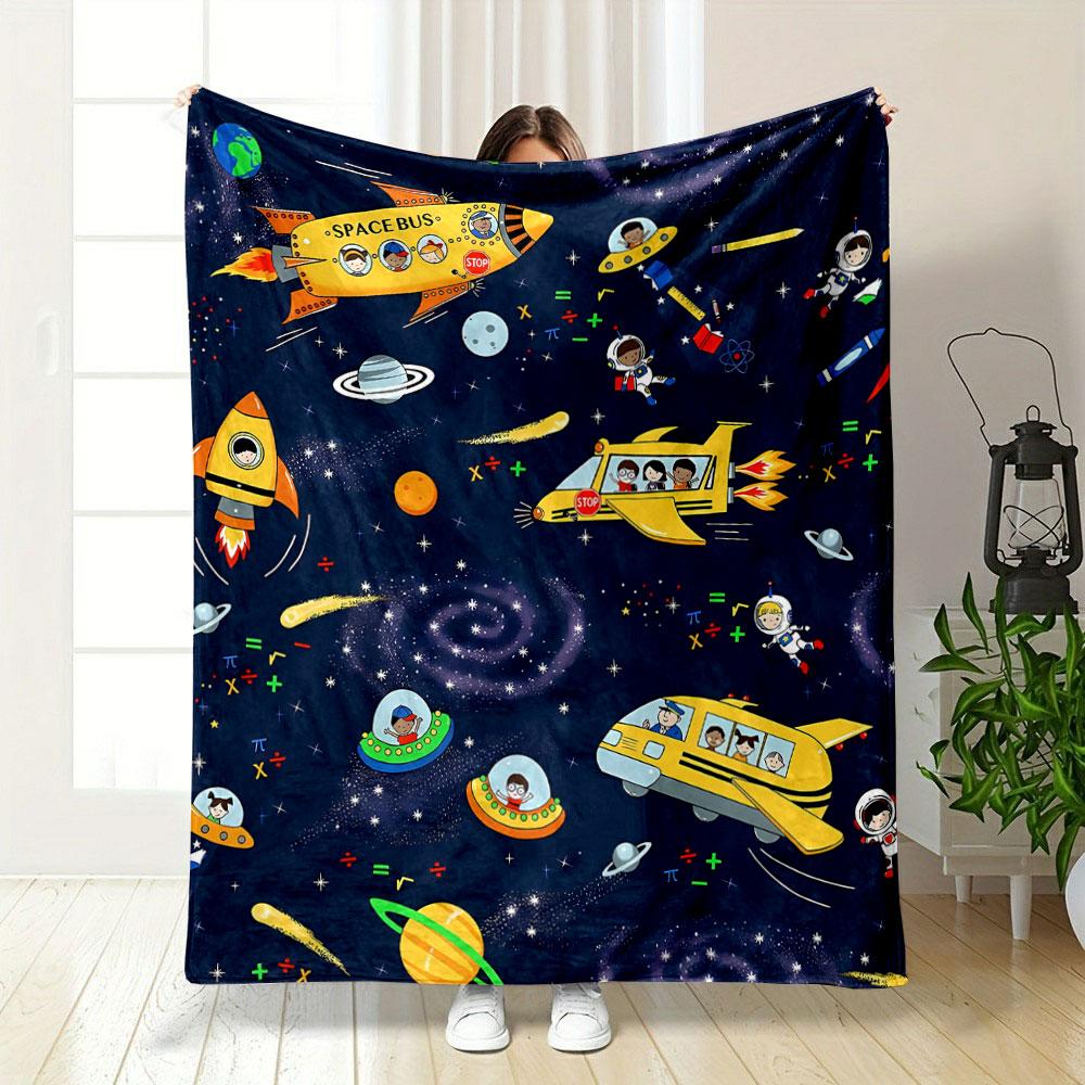 Space Bus Space Adventure Kids Blanket bedroom Blanket for Livingroom Couch lunch break Soft throw for Friend's festival Gift
