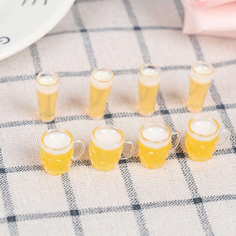 4Pcs 1:12 Dollhouse Miniature Beer Glass Resin Small Cup Model Doll House Decor