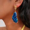 Vintage Blue Pleated Irregular Pendant Earrings for Women Fashion Geometric Dangle Earrings Design Inspired Jewelry Gift