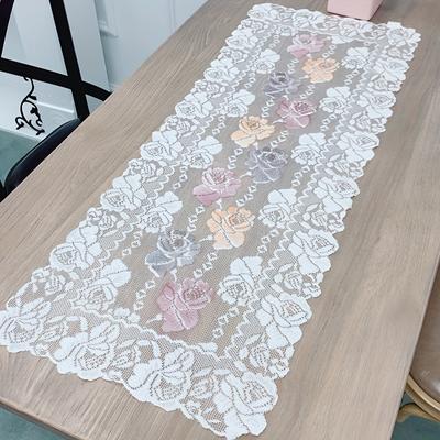 Caminho de Mesa Renda Floral Bandeira de Mesa Sala de Jantar Mesa de Jantar Lugar Mesa de Chá Tapete Decoração Jogo Americano Louça Decoração de Casa