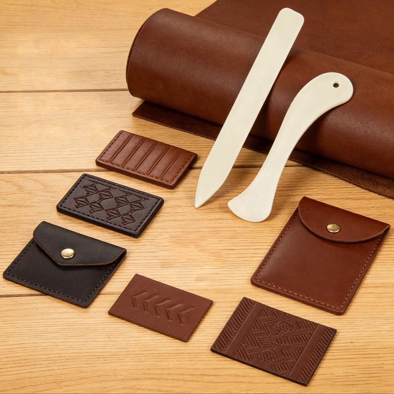 2Pcs Leather Craft Bone Folder Smooth Edge Scoring Creasing Tool Durable Leather Working Accessory for DIY Handmade Leather Projects