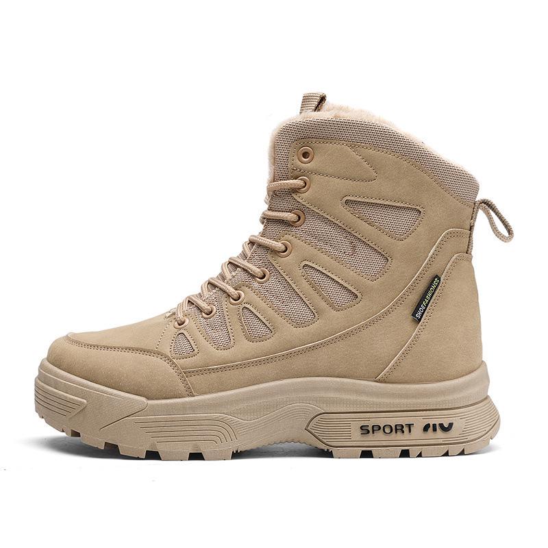 Men's Waterproof Martin Boots - High-Top, Thickened Plus Velvet for Winter Warmth, Non-Slip.