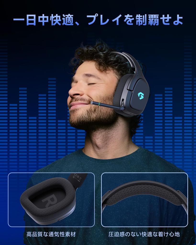 Gaming Headset Connection Wireless Headphones Low Latency 50mm Drivers Low Latency PS5 Headset 40H Rotating Function with Rotating Fit Compatible with