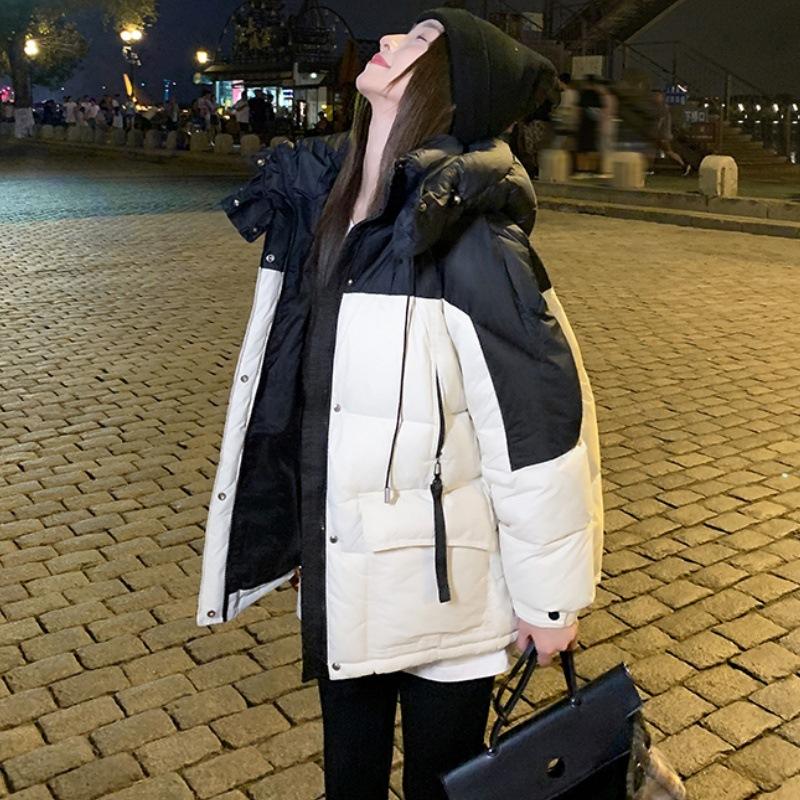 In Winter, The New Mid-length Cotton-padded Jacket Women's Casual Slimming Fluffy Korean Padded Coat.