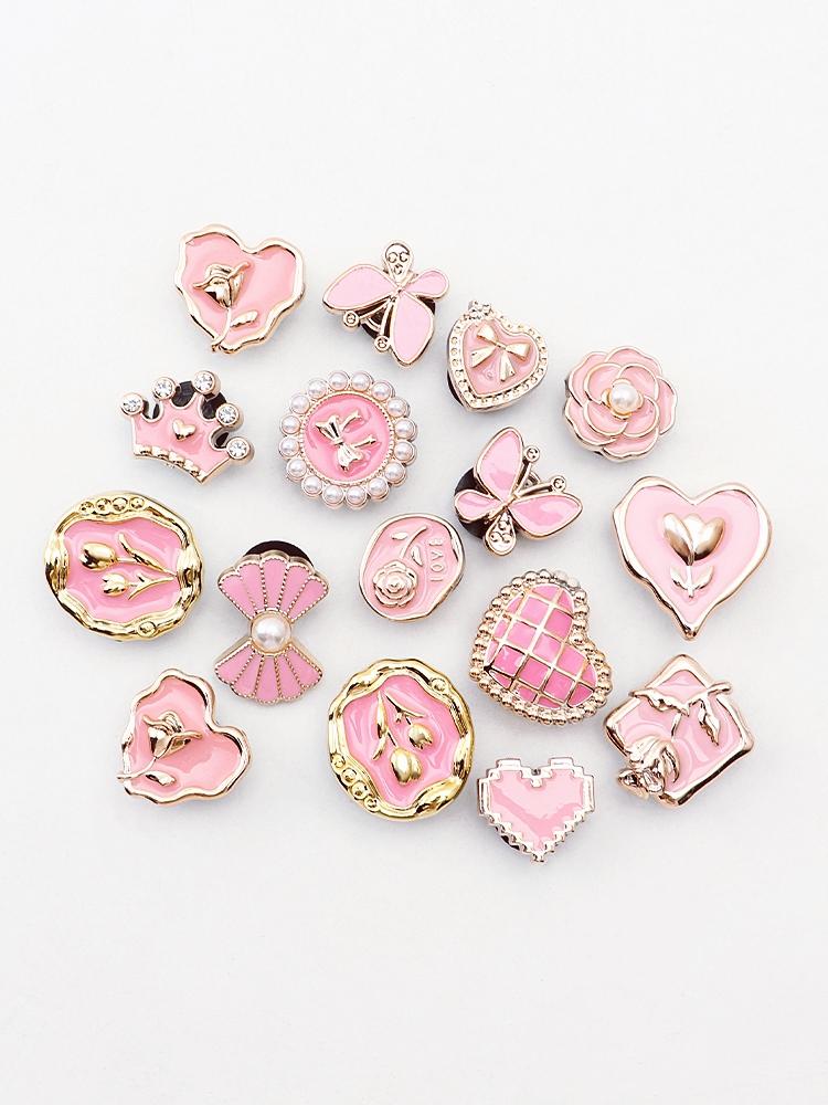 Set Diamond Butterfly Rhinestone Detachable Chain Buckle Pink Shoe Flower Set Creative DIY Pearl Shoe Charms Shoe Decoration