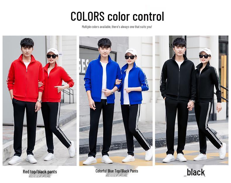 Spring & Autumn Unisex Korean-Style Running Casual Sportswear Set with Optional Logo
