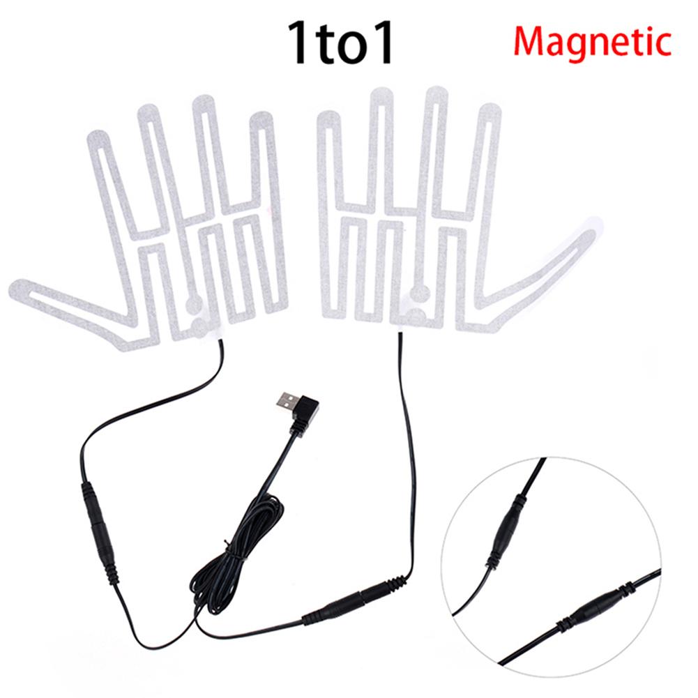 1 Pair Five-Finger Thermal Gloves Heating Pad Carbon Fiber 5V Electric Insulation Heating Film for Outdoor Skiing