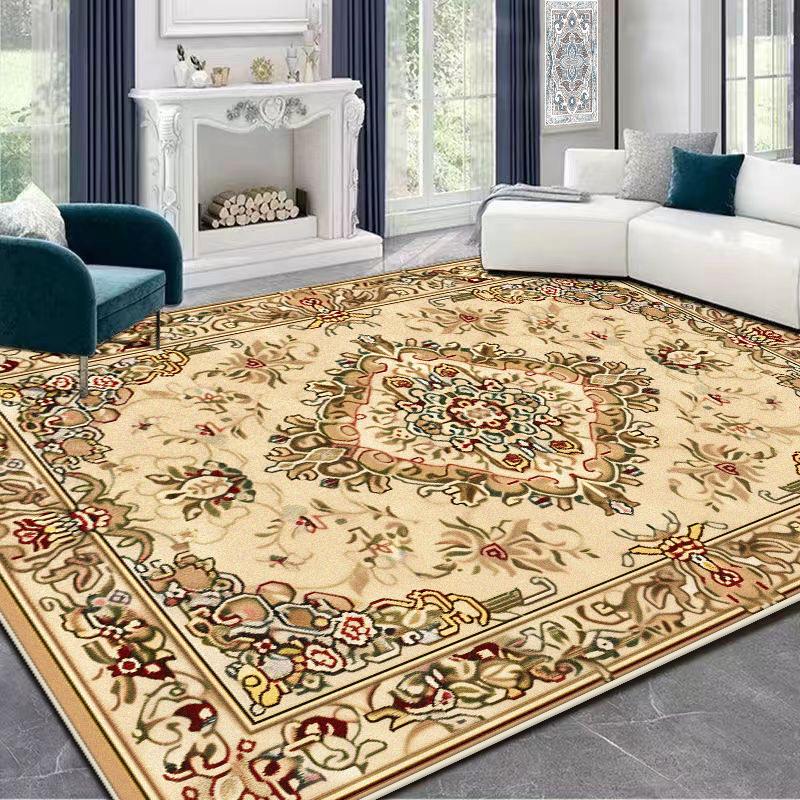 European Style Golden Large Living Room Carpets Luxury Decoration Washable Plush Bedroom Rug Lounge Tatami Non-slip Floor Mat