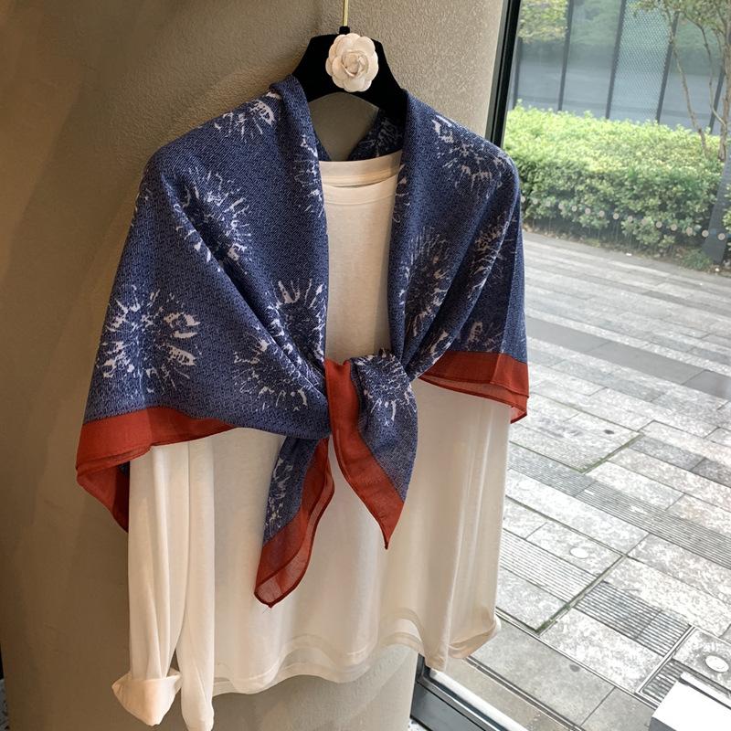 Summer versatile waist shawl sun print outer with high-end scarf versatile square scarf large silk scarf scarf square scarf 110*110