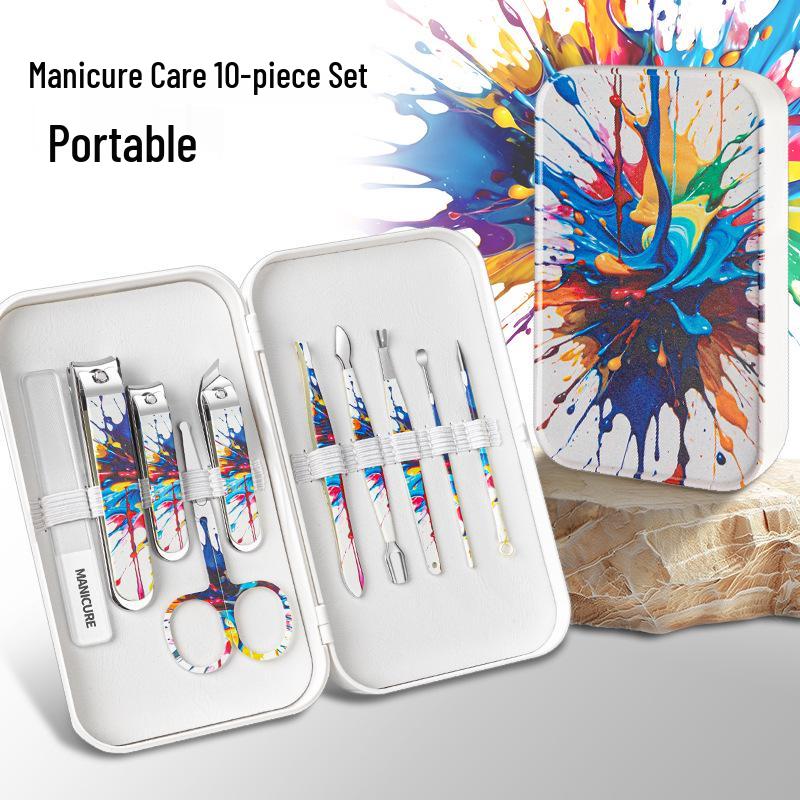 10-Piece Pedicure Set: Portable Nail Clippers & Ear Pick Tool