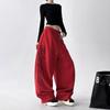 Christmas Red Letter Sweatpants Women Loose Vintage Hip Hop American Pant High Waist Bf Streetwear Pockets Lace Up Wide Leg Pans