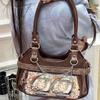 JIAERDI Harajuku Star Ita Bag Women Double Strap Adjustable Clear Leather Tote Purse Subculture Daily Versatile Shoulder Bag Y2K