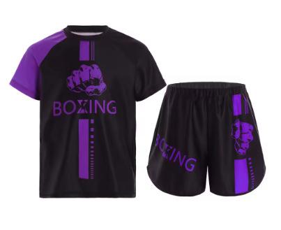Kinder Muay Thai Boxen Sandwear Mode Bedrucktes Boxer Kurzarm T-Shirt Shorts Fitnessstudio Surfen Kurzarm Kopf