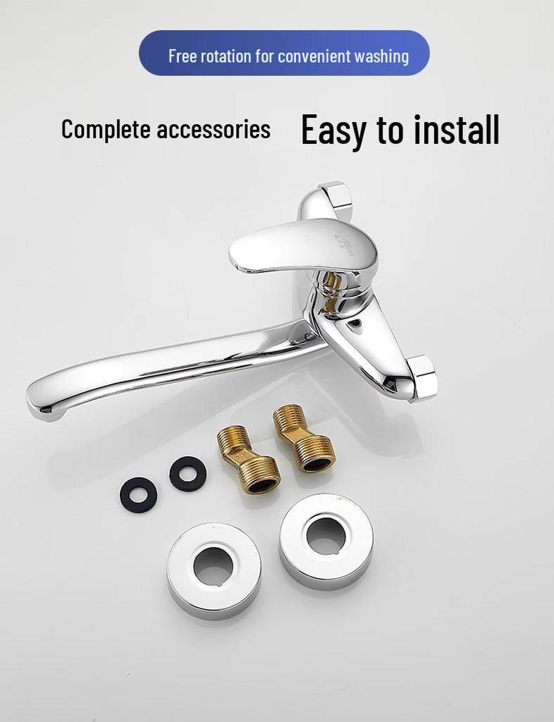 Kupfer Küchen- & Waschbecken Dreharmatur: Wandmontiert, Heiß- & Kaltmischer, Verlängerte Ausladung für Spüle/Waschbecken.