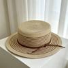 French Retro Flat-top Straw Hat Women's Summer Seaside Vacation Beach Visor Hat Straw Woven Sun Protection Hat Fashionable and Versatile