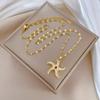 Rotating Sea Star Light Luxury Temperament Gorgeous Full Diamond Necklace Female Versatile Collarbone Chain Titanium Steel Chain