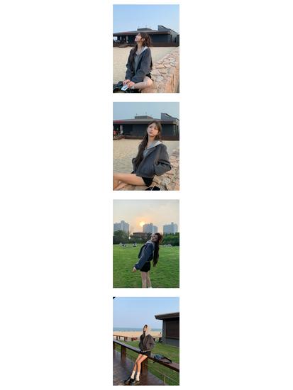 Graue Damen-Baseballjacke im koreanischen Stil - Frühling/Herbst 2025, altersreduzierend, lässig und trendig