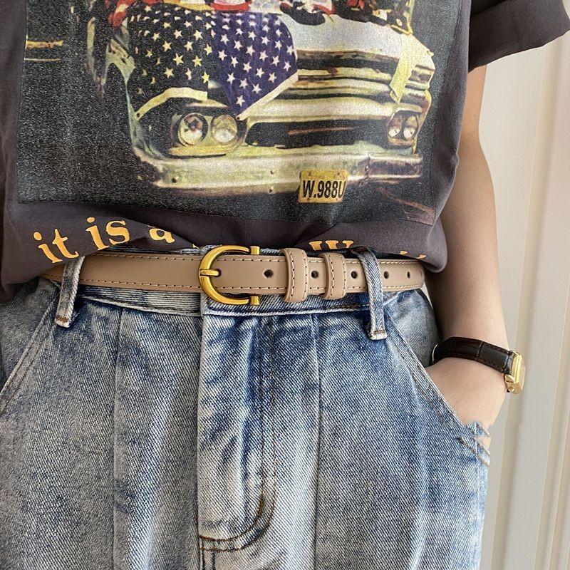 Soft Minimalist Chic Leather Waist Belt For Women In Black And Tan Color Options