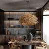 Hand Woven Rattan Hanging Lamp for Ceiling Shop Bar Grass Pendant Lights Living Room Chandelier Loft Room Decor Lustre LED