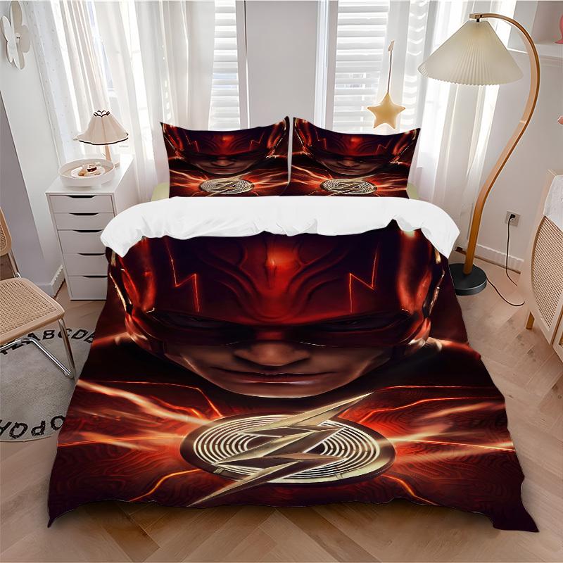 3pcs Flash Symbol Duvet Cover Set, 1 Duvet Cover + 2 Pillowcases (No Insert), High-Definition Print for All Seasons,Durable yy251103064