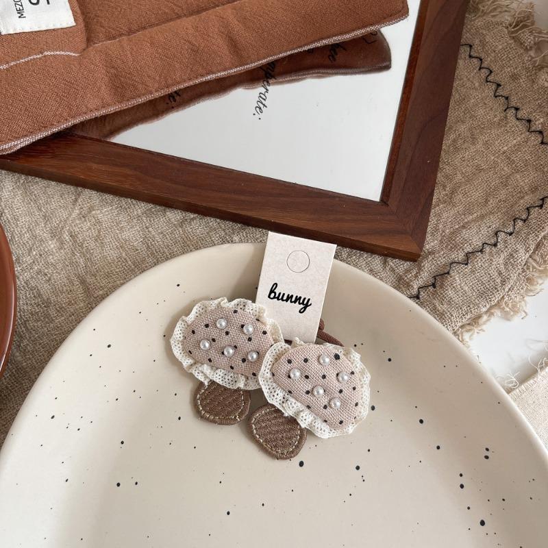 New Coffee-colored Sunflower Mushroom Children's Leather Band Bow with High Elasticity and No Damage To Hair Bands  Ponytail Hair Tie Headwear