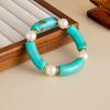 Women Elastic Resin Bead Bracelet Artistic Marbled Comfort Fit Fashion Statement Bracelet Suitable for Various Event
