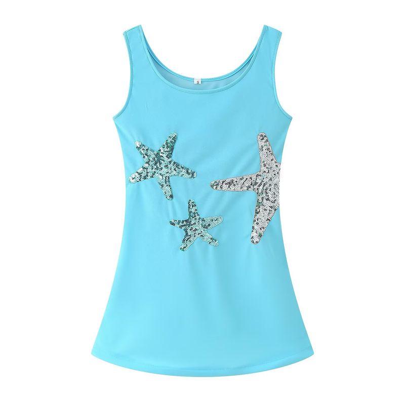 

Kaslead Новая женская одежда Западный стиль Мода Простой короткий трехцветная вышивка бисером Платье-слинг Blue L