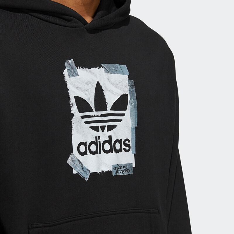 Adidas Originals Trefoil Kangaroo Pocket Print Hoodie Unisex Hoodies Black HL4100