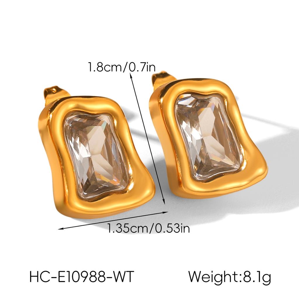 Stainless steel earrings, light luxury high-end zircon stud earrings, unique versatile titanium steel non-fading ear jewelry