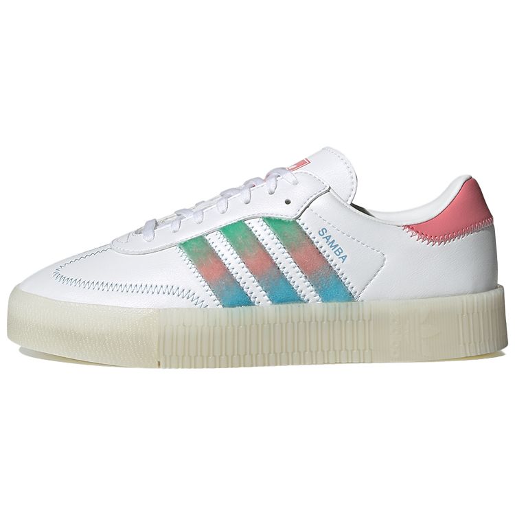 Adidas Originals Sambarose Synthetic Leather Low-Top Sneakers Women Sneakers White Green Pink GZ2797