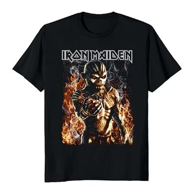 2025 Iron Maiden Iron Maiden Band Rock Punk Loszittend American Vintage Directe Injectie Korte Mouw T-Shirt Comfortabel Ademend