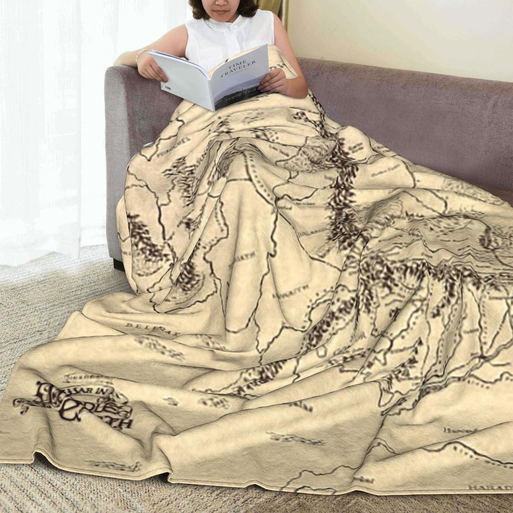 Middle Earth Map Blanket Warm Fleece Sofa Throw Blanket for Couch Bedding Office Throws Bedspread Quilt