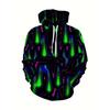 Men Neon Skull Skeleton 3D Print Hoodie Y2K Gothic Streetwear Loose Pullover Hooded Sweatshirt With Pocket