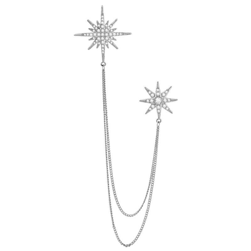

Изысканная брошь-звезда с восемью лучами и цирконом с кисточками для мужчин и женщин