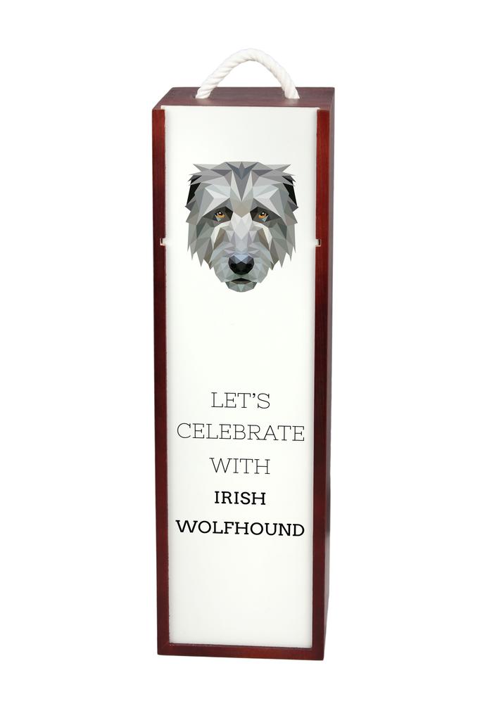 Wilczarz Irlandzki, Irish Wolfhound - Geometryczne Pudełko Ze Zdjęciem I Napisem Na Wino Marki Art-Dog