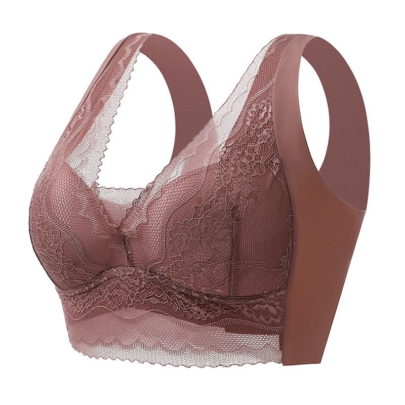 Summer V-neck Lace Wire-free Women's Bra - Beautiful Back Design, Bust Minimizer