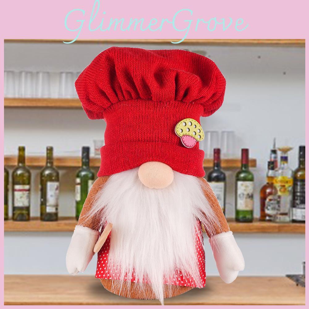 Plush Doll Holiday Handmade Knitted Chef Hat Christmas Decoration Toy Supplies