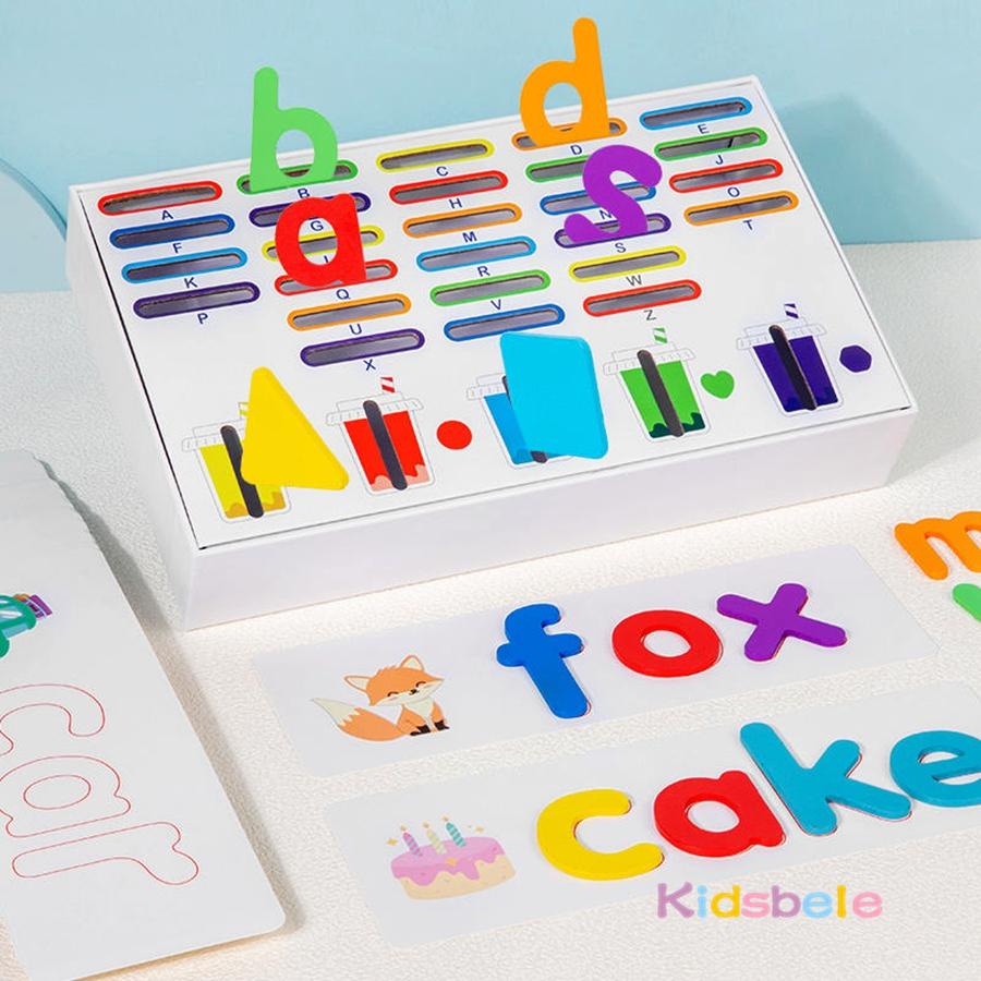 Montessori Wooden Alphabet Shape Color Learning Toy Matching Letter Spelling Game & Sight Words Puzzle Learning Toy for Children