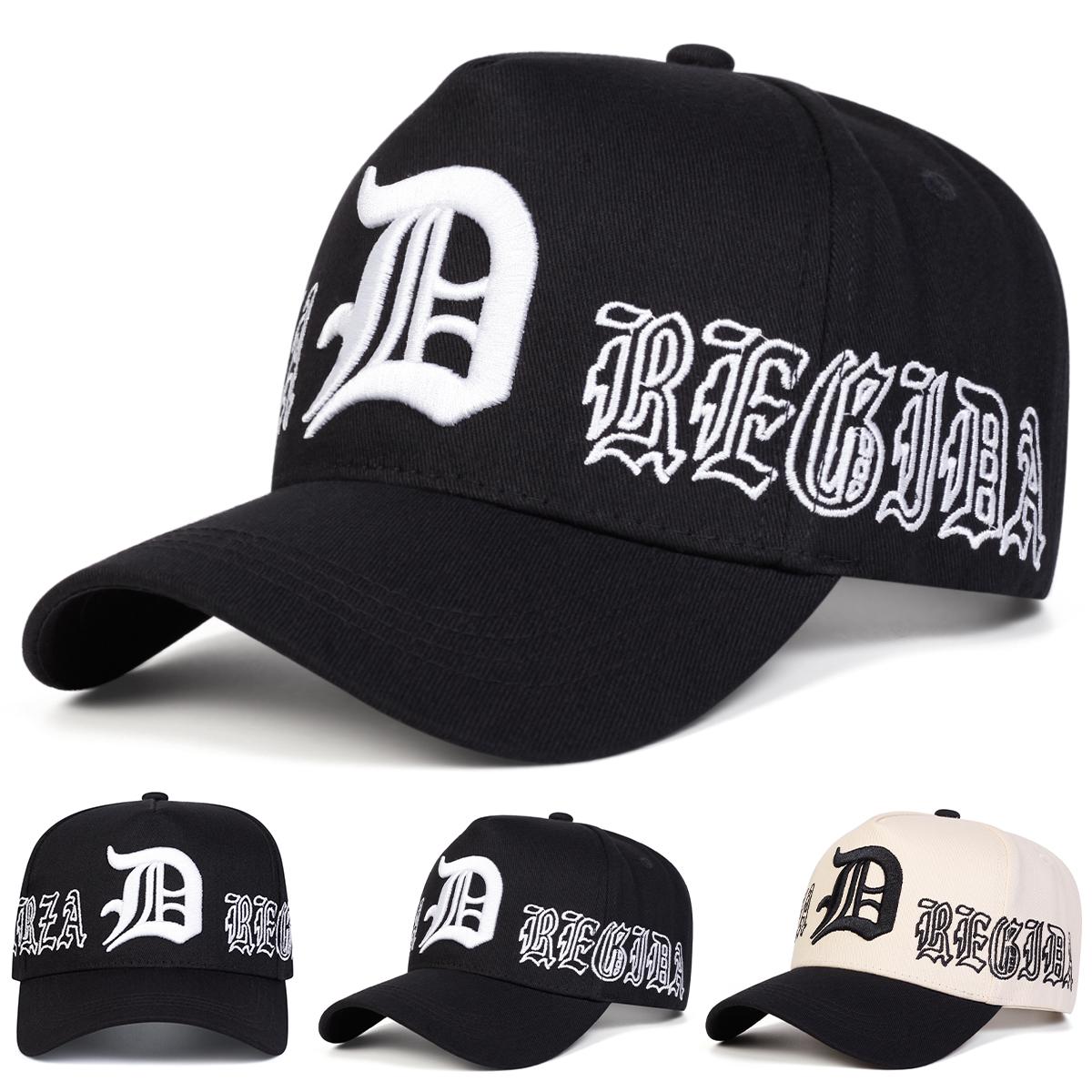Freedom Outdoors Women's Black Unisex Gothic D Letter Embroidery Baseball Caps Spring Autumn Outdoor Adjustable Casual Hats Sunscreen Hat Sports Cap